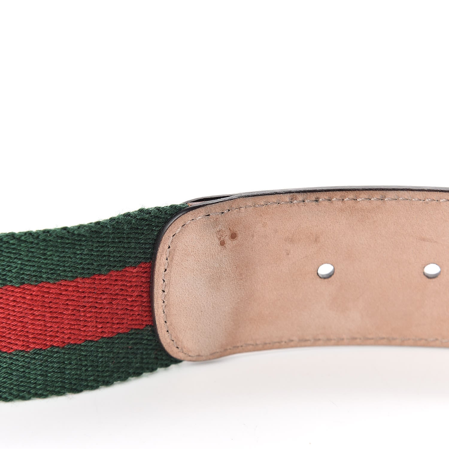 Gucci Nylon Calfskin Double G Web 40mm Belt 95 38 Green Red Cuir 7 of 8