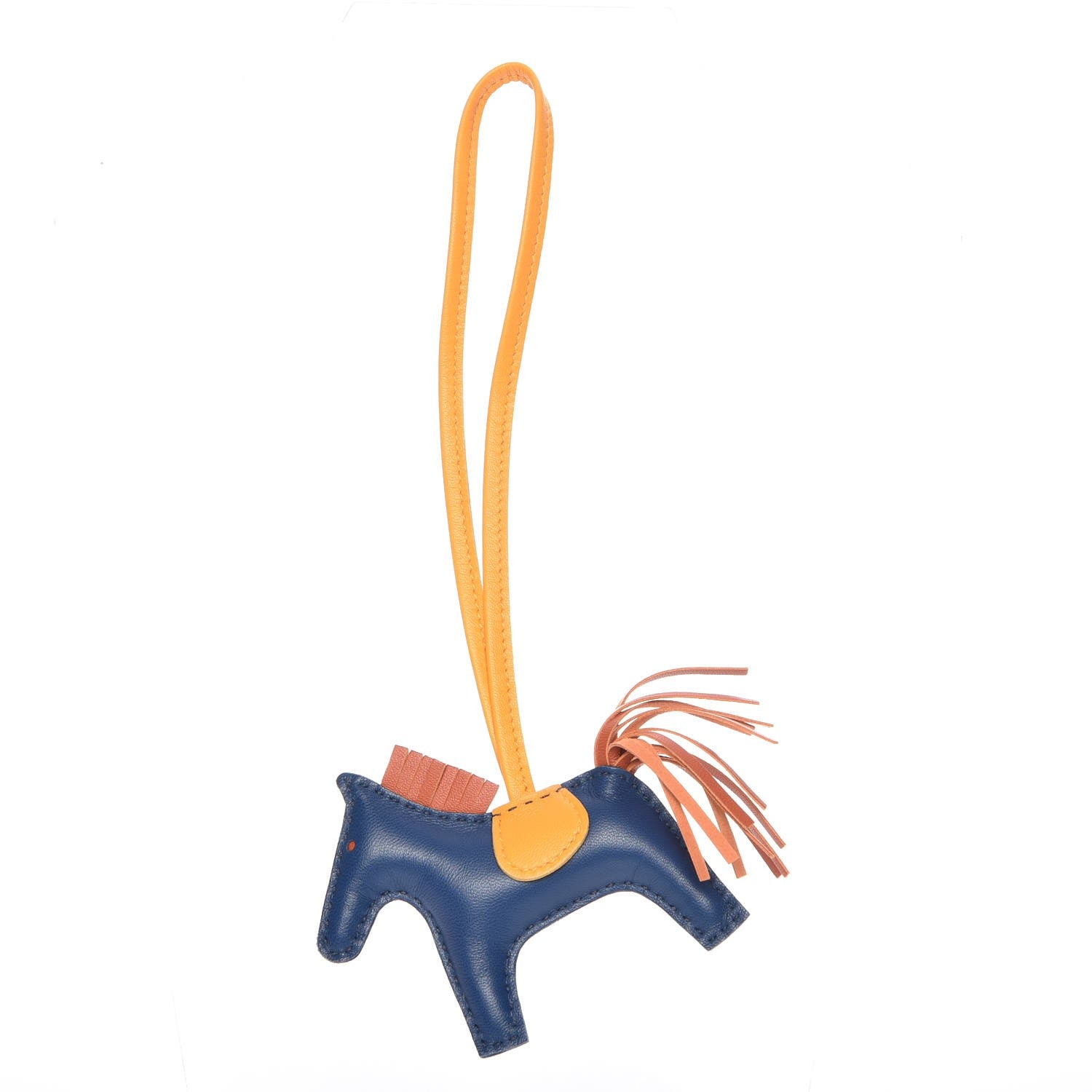 Hermes Milo Lambskin Grigri Rodeo Horse Bag Charm PM Bleu de Malte Cornaline Jaune D'Or 1 of 4