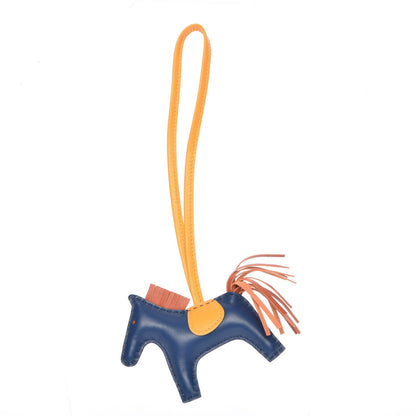 Hermes Milo Lambskin Grigri Rodeo Horse Bag Charm PM Bleu de Malte Cornaline Jaune D'Or 1 of 4
