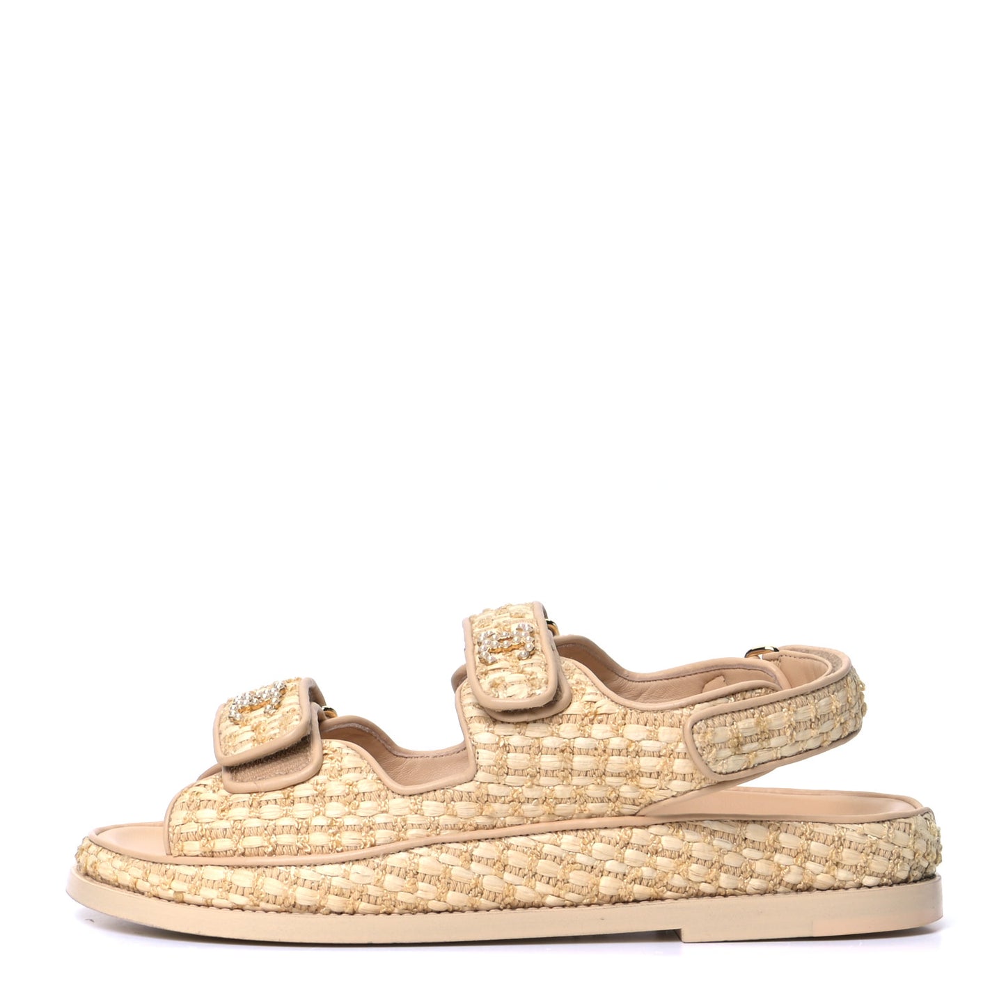 Braided Fabric Velcro Dad Sandals 37.5 Beige