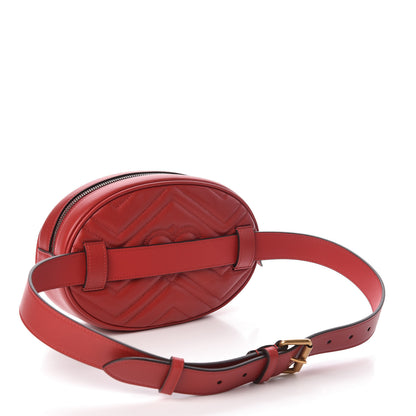 Gucci Calfskin Matelasse GG Marmont Belt Bag 85 34 Hibiscus Red 3 of 10
