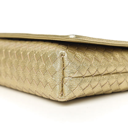 Bottega Veneta Metallic Goatskin Intrecciato Clutch Crossbody Gold 7 of 7