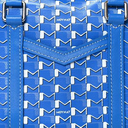 Moynat Grained Calfskin Canvas Crossbody Blue 8 of 11