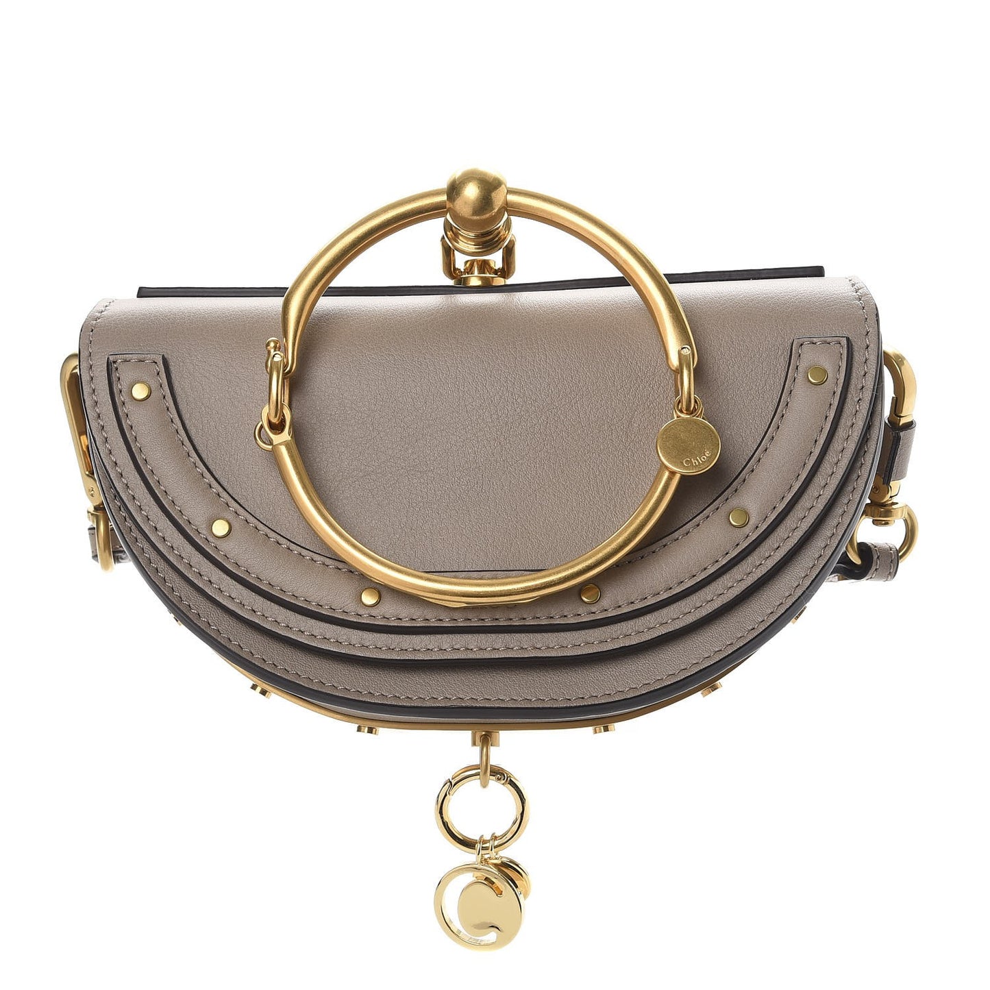 Calfskin Small Nile Bracelet Minaudiere Bag Motty Grey