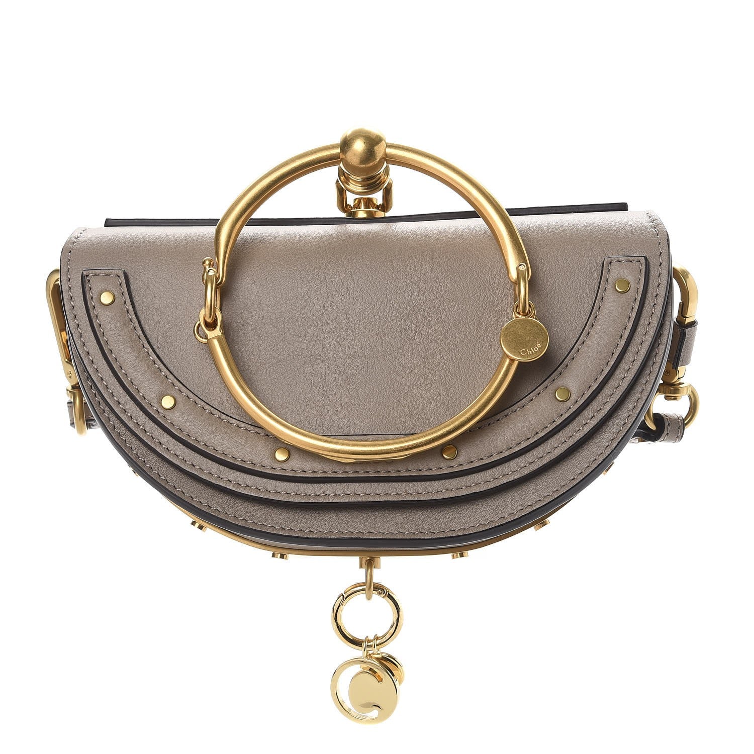 Chloe Calfskin Small Nile Bracelet Minaudiere Bag Motty Grey 1 of 8