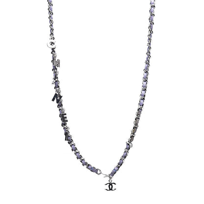 Chanel Lambskin Chain Logo Belt Silver Purple 1 of 11