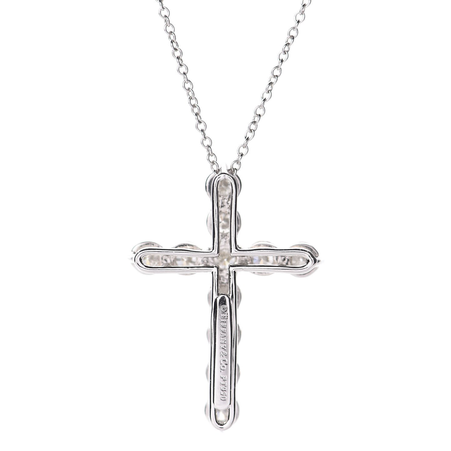 Platinum Diamond Large Cross Pendant Necklace
