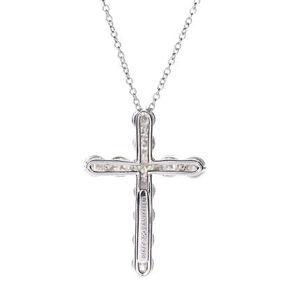 Tiffany Platinum Diamond Large Cross Pendant Necklace 5 of 7