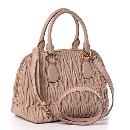 Miu Miu Nappa Matelasse Top Handle Bowler Cammeo 4 of 13