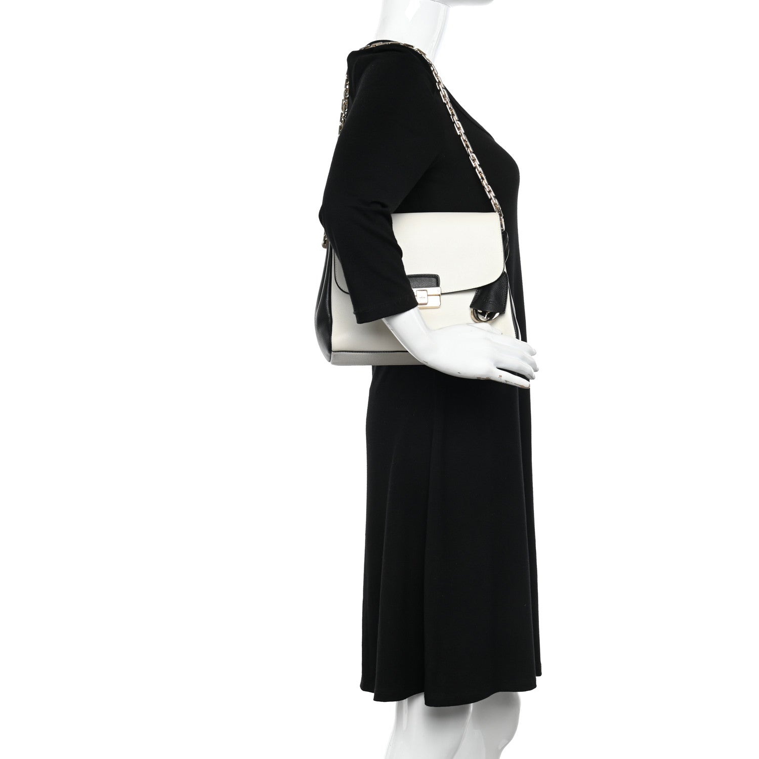 Christian Dior Calfskin Small Diorling White Black 2 of 13
