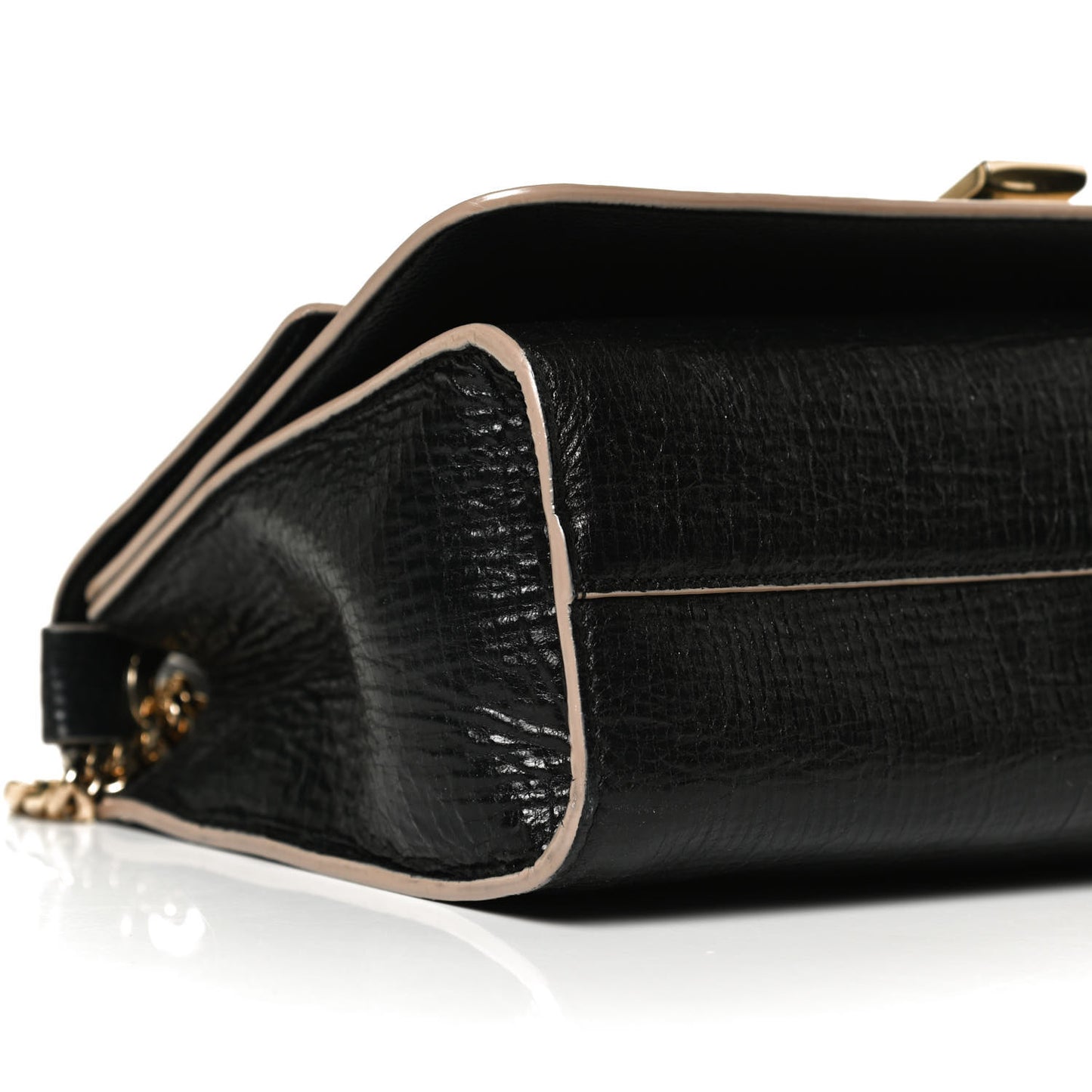 Washed Crinkled Calfskin Rebel Crossbody Bag Black