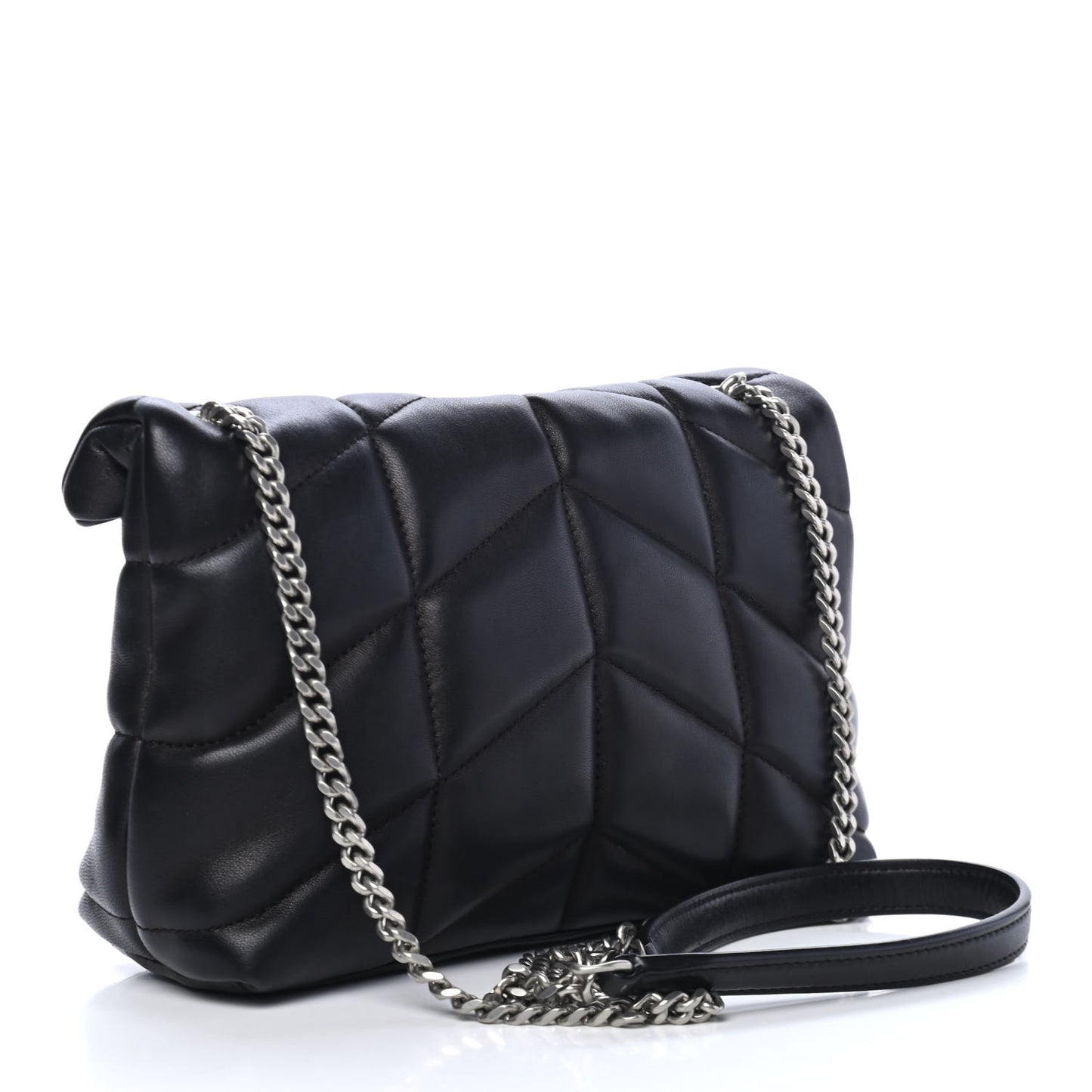 Lambskin Quilted Toy Loulou Puffer Monogram Chain Satchel Black