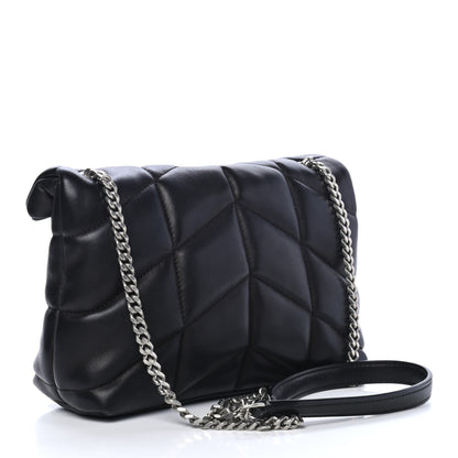 Saint Laurent Lambskin Quilted Toy Loulou Puffer Monogram Chain Satchel Black 2 of 4