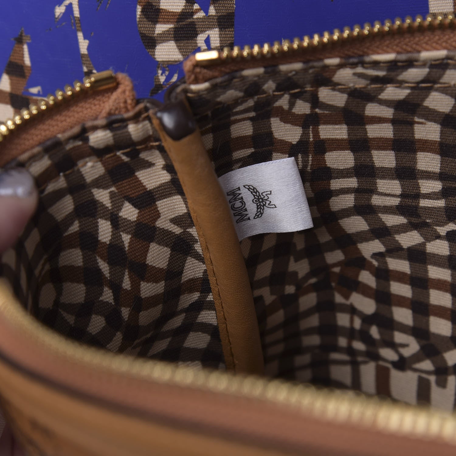 MCM Visetos Large Liz Reversible Shopper Tote Cognac 12 of 16