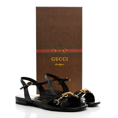 Gucci Patent Regent Horsebit Sandals 36 Black 8 of 8