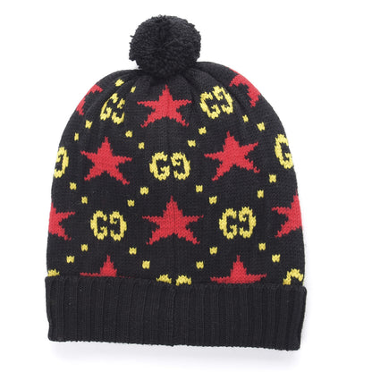 Gucci Wool Alpaca Knit Softy Star Beanie Hat L Blacki Yellow 3 of 5