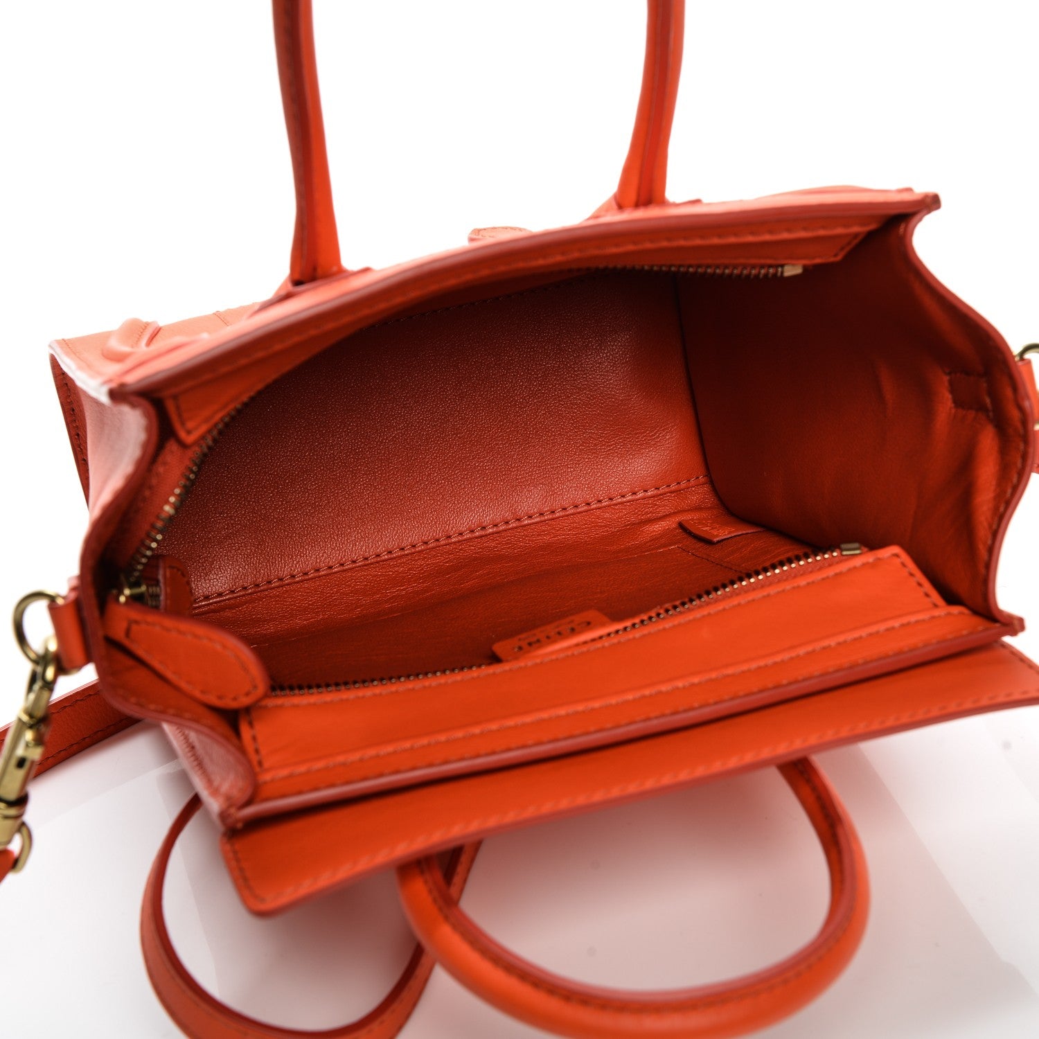 Celine Smooth Calfskin Nano Luggage Fluo Orange 5 of 7