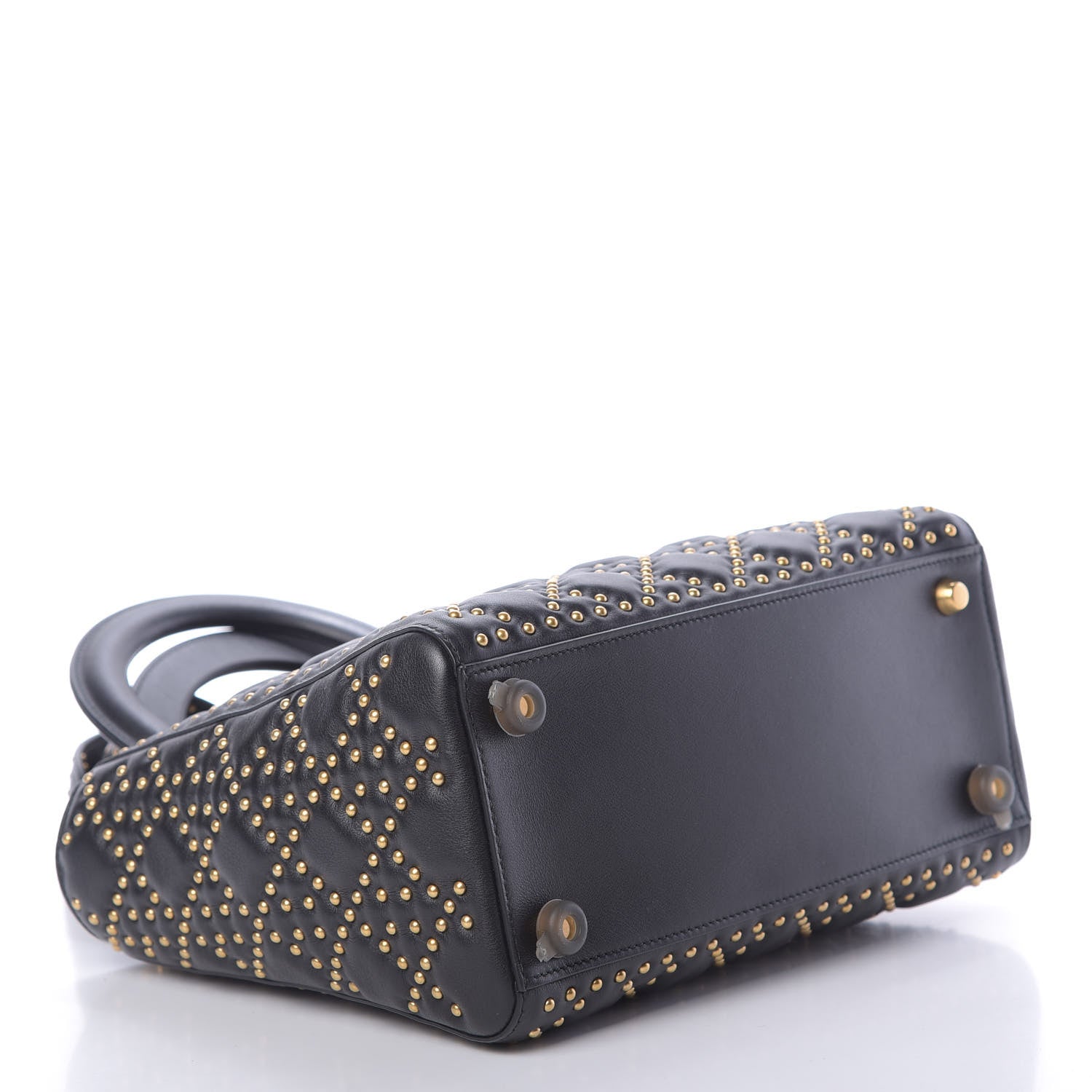 Christian Dior Calfskin Cannage Studded Medium Supple Lady Dior Black 4 of 11