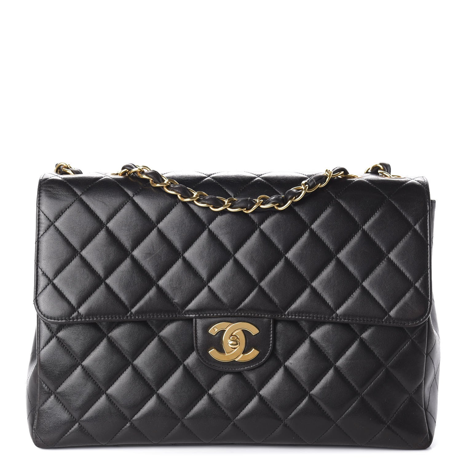 Chanel Lambskin Quilted Jumbo Single Flap Black 1 of 10