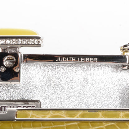 Judith Leiber Crocodile Austrian Crystal Box Clutch Chartreuse 8 of 8
