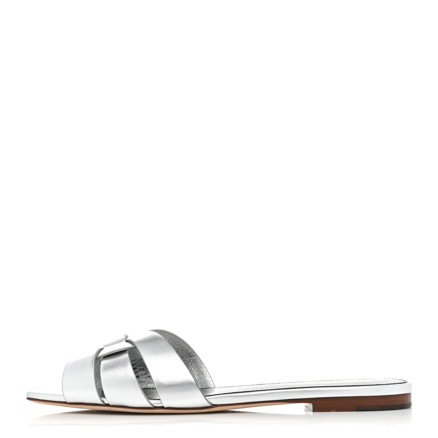 Metallic Calfskin Nu Pied 05 Slide Sandals 39.5 Silver