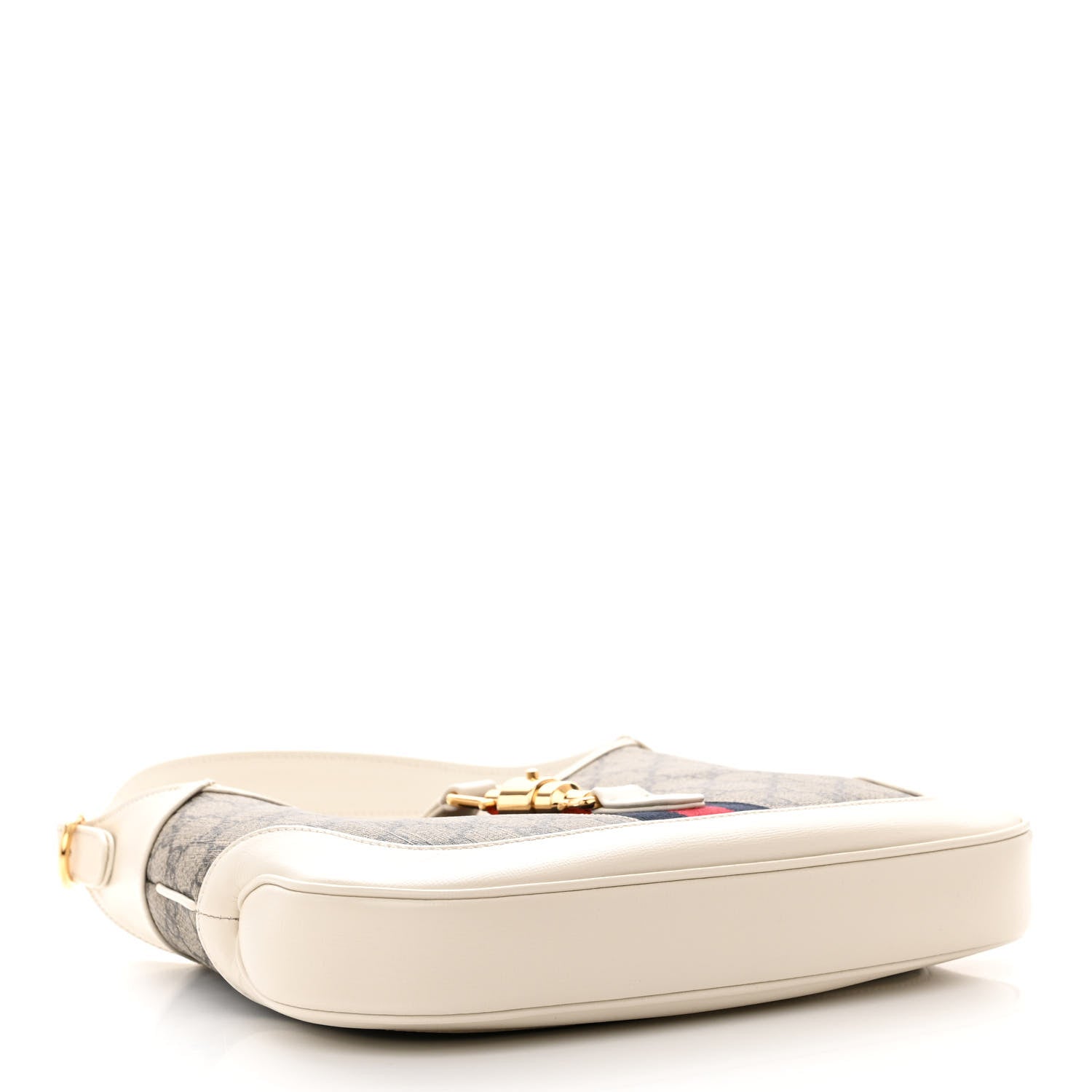Gucci GG Supreme Monogram Azalea Calfskin Web Small Jackie 1961 Hobo Beige Ebony Mystic White 4 of 11