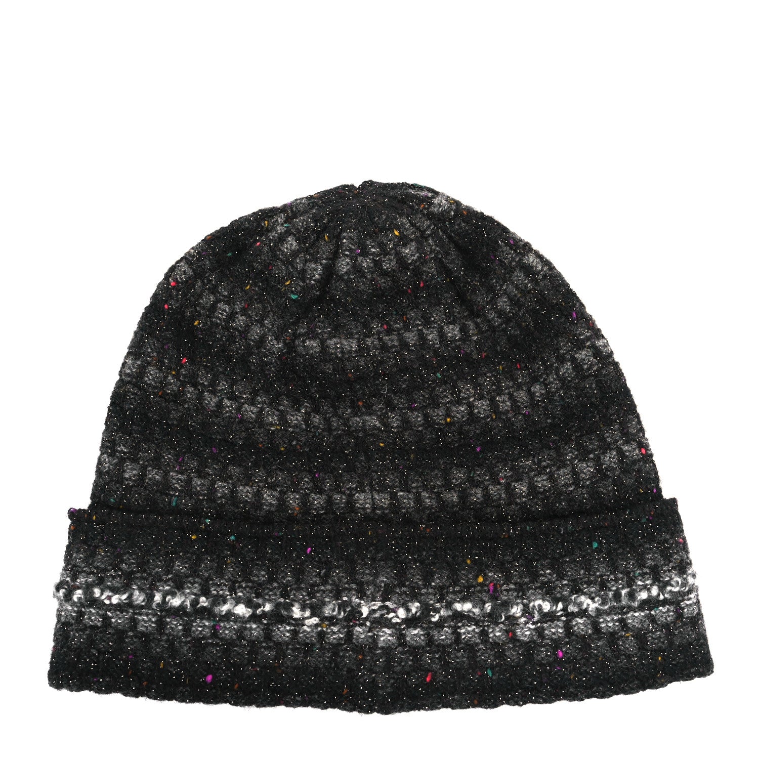 Chanel Cashmere Woven Glitter CC Beanie Hat Multicolor 2 of 3