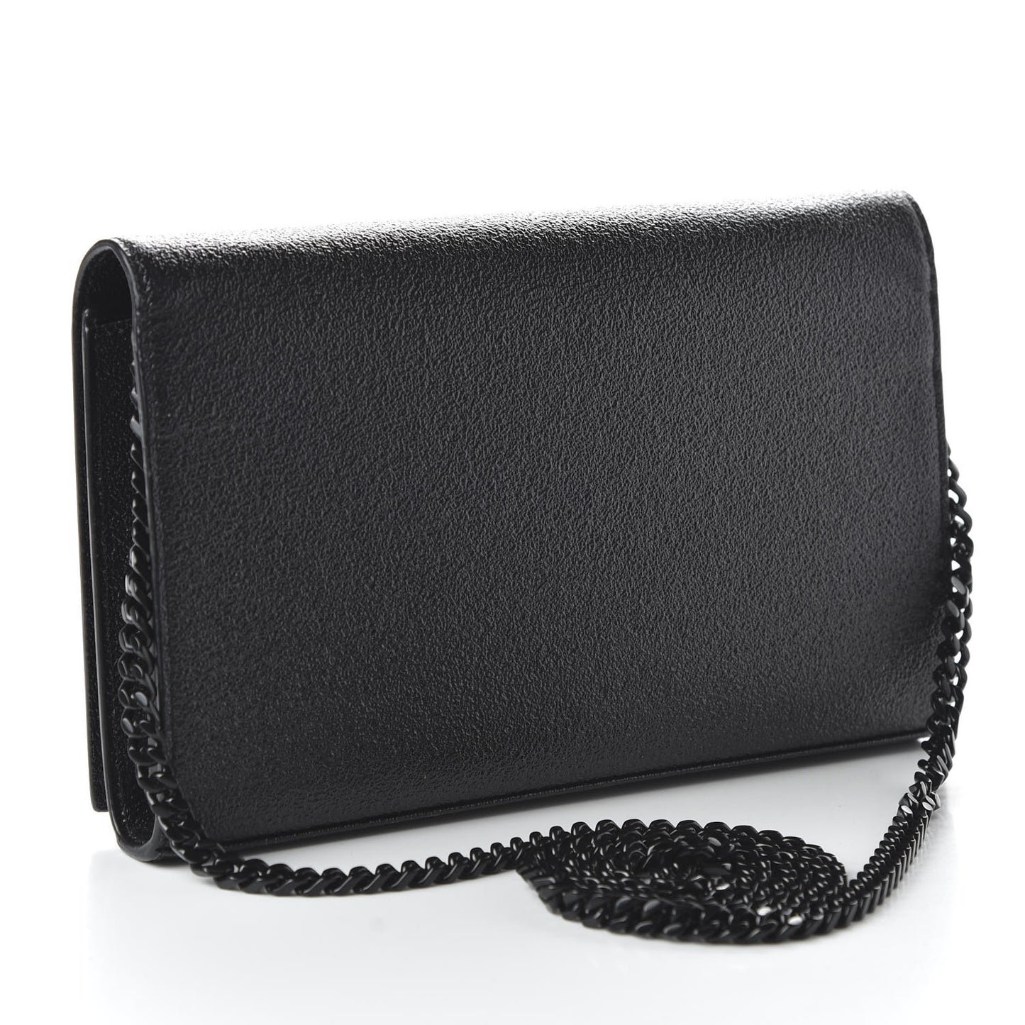 Grained Metallic Calfskin Monogram Chain Wallet Black