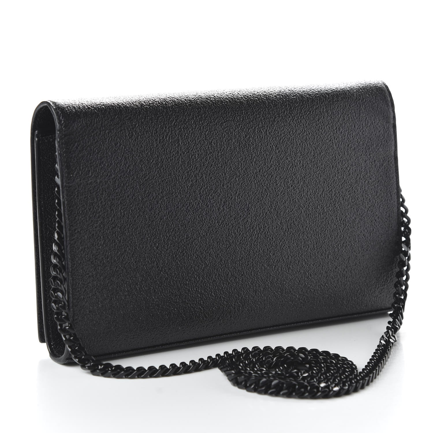 Saint Laurent Grained Metallic Calfskin Monogram Chain Wallet Black 3 of 9