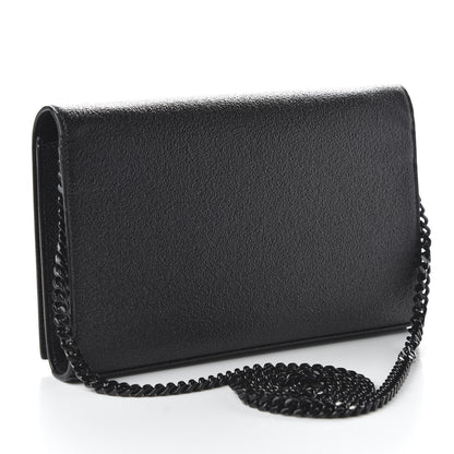 Saint Laurent Grained Metallic Calfskin Monogram Chain Wallet Black 3 of 9