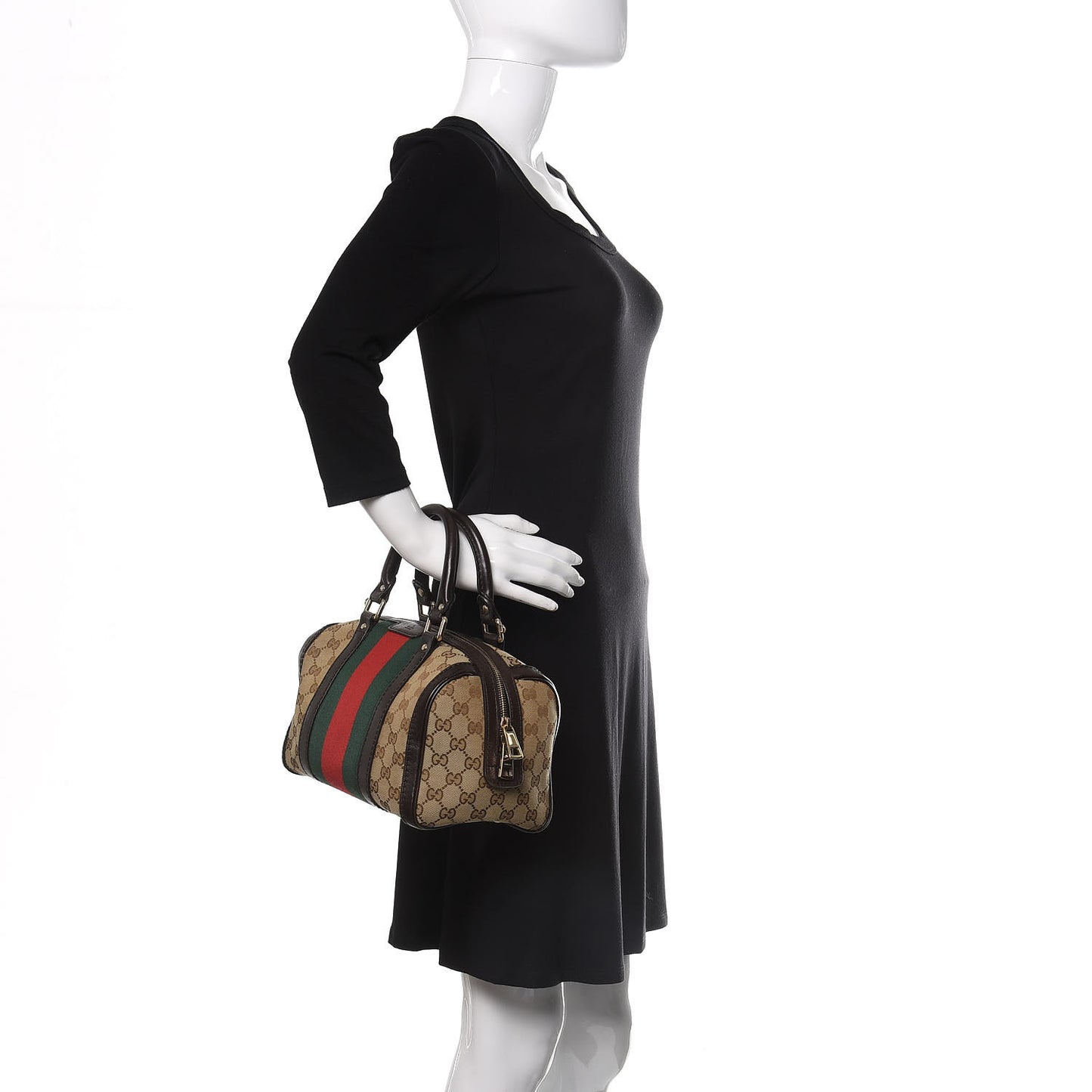 Monogram Vintage Web Small Boston Dark Brown