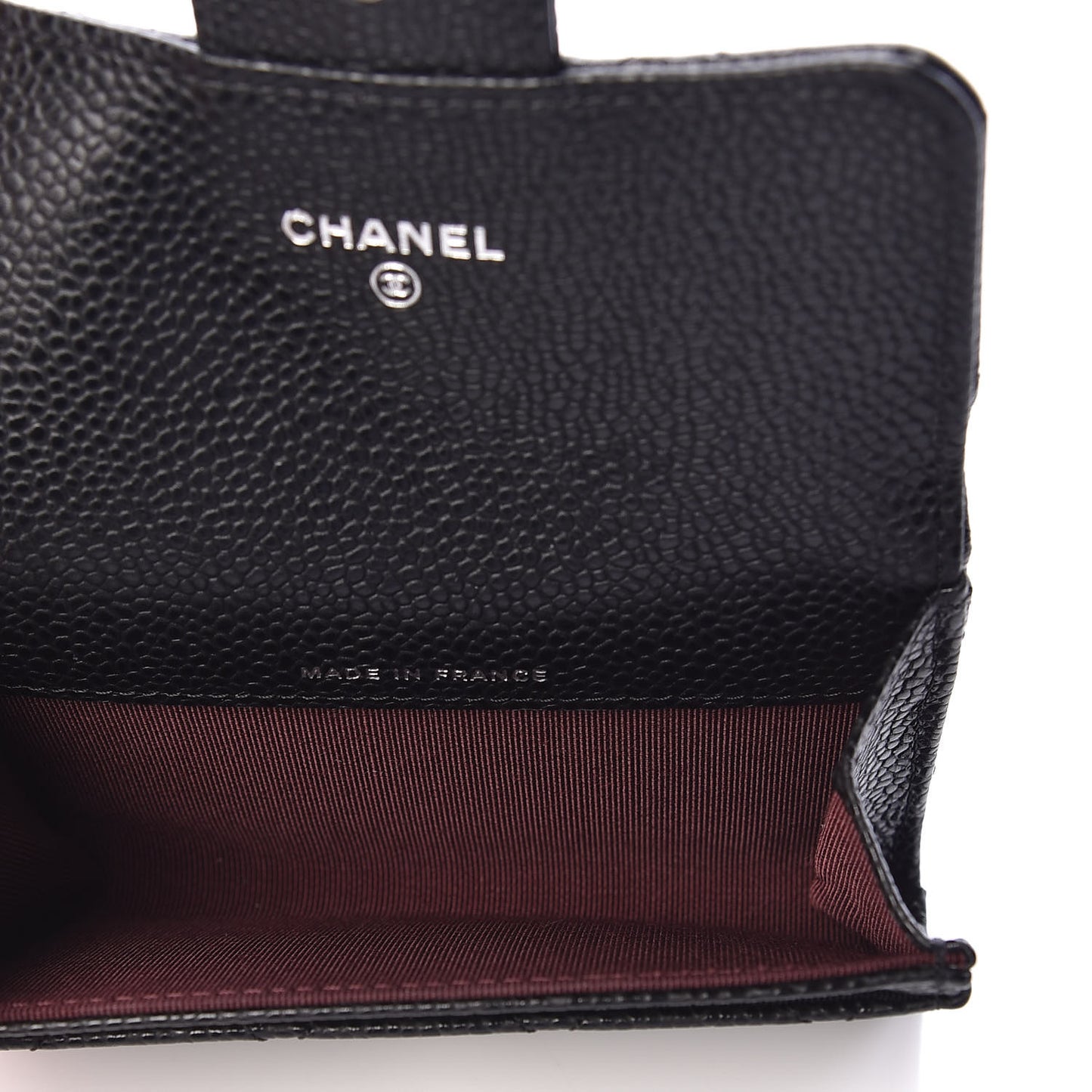 Caviar Quilted Flap Card Holder Wallet Black