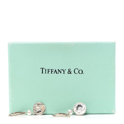 Tiffany Sterling Silver Pearl Nature Rose Earrings 5 of 5