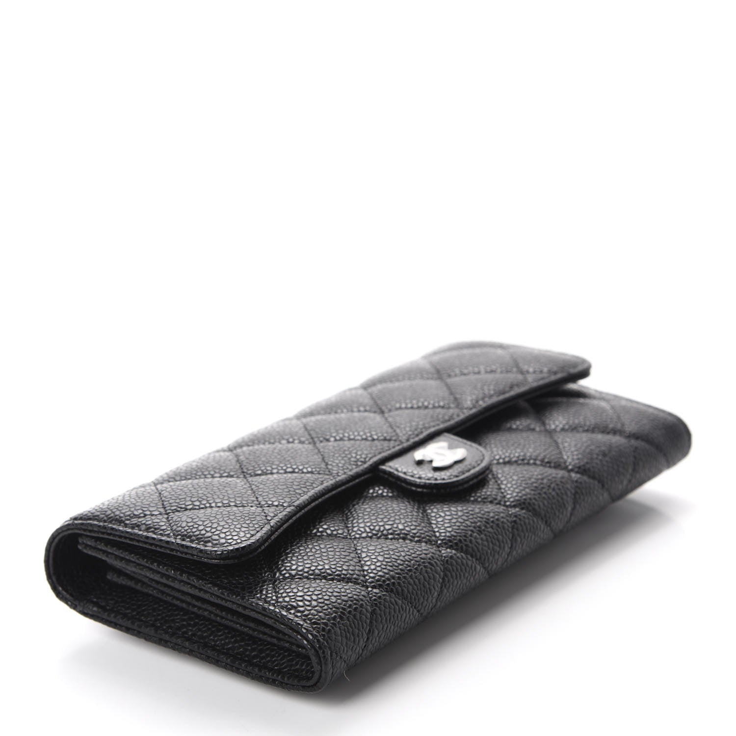 Chanel Caviar Quilted Large Gusset Flap Wallet Black 4 of 9