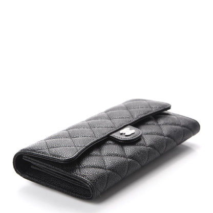 Chanel Caviar Quilted Large Gusset Flap Wallet Black 4 of 9