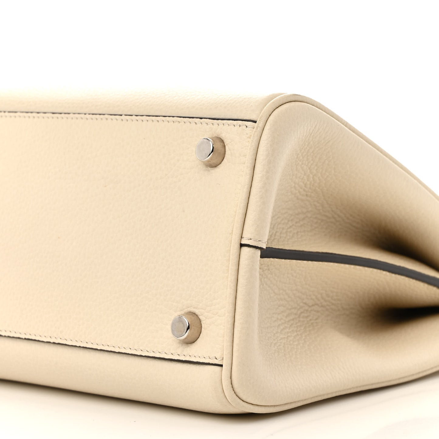 Grainy Calfskin Small Zumi Top Handle Bag Mystic White