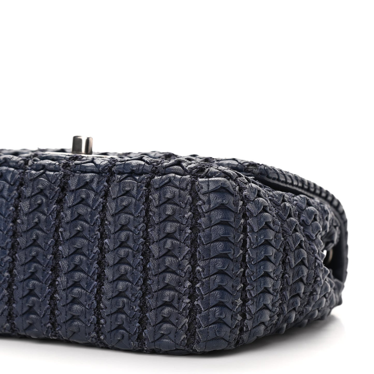 Lambskin Crochet Embroidered Small Flap Navy