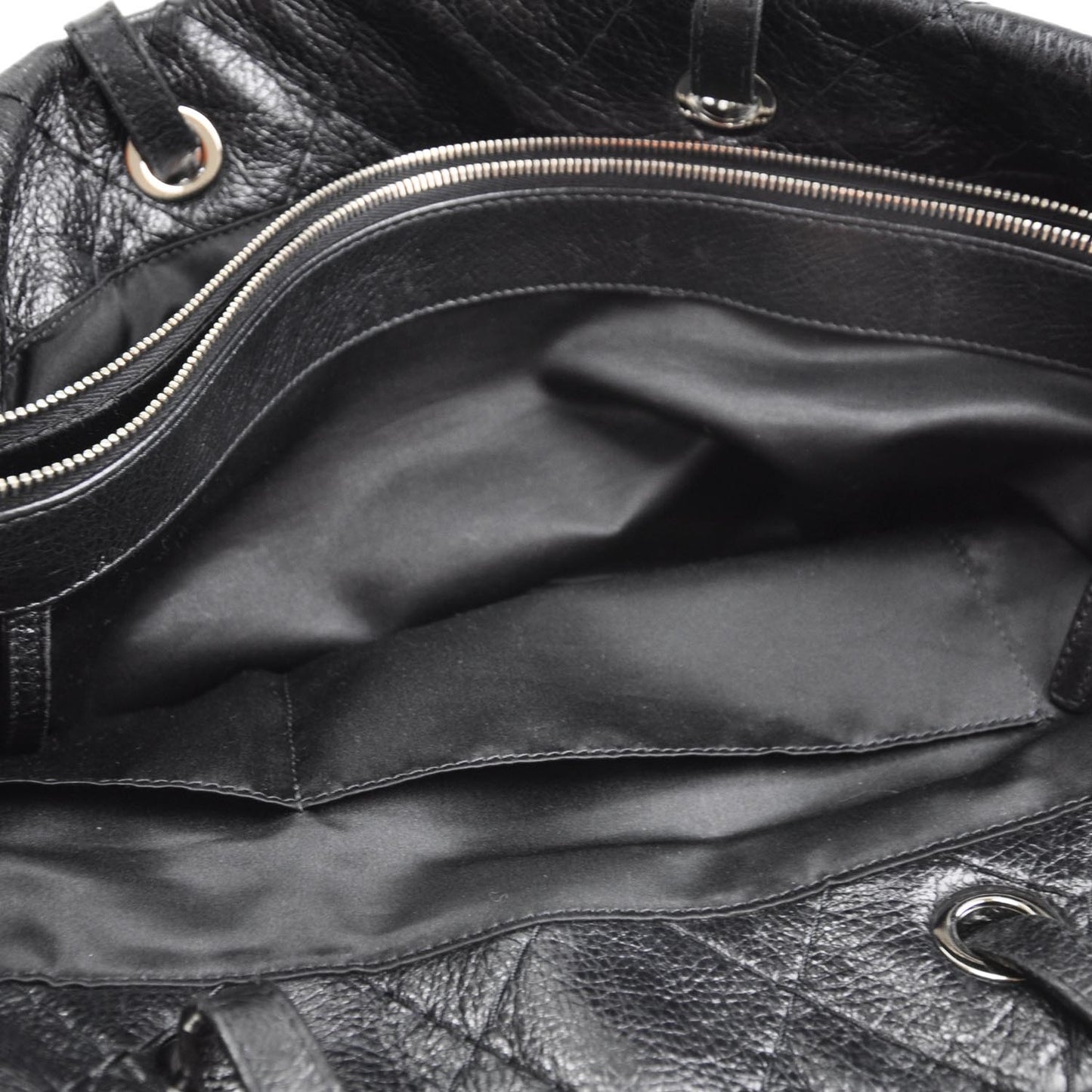 Glazed Calfskin On The Road Tote Black