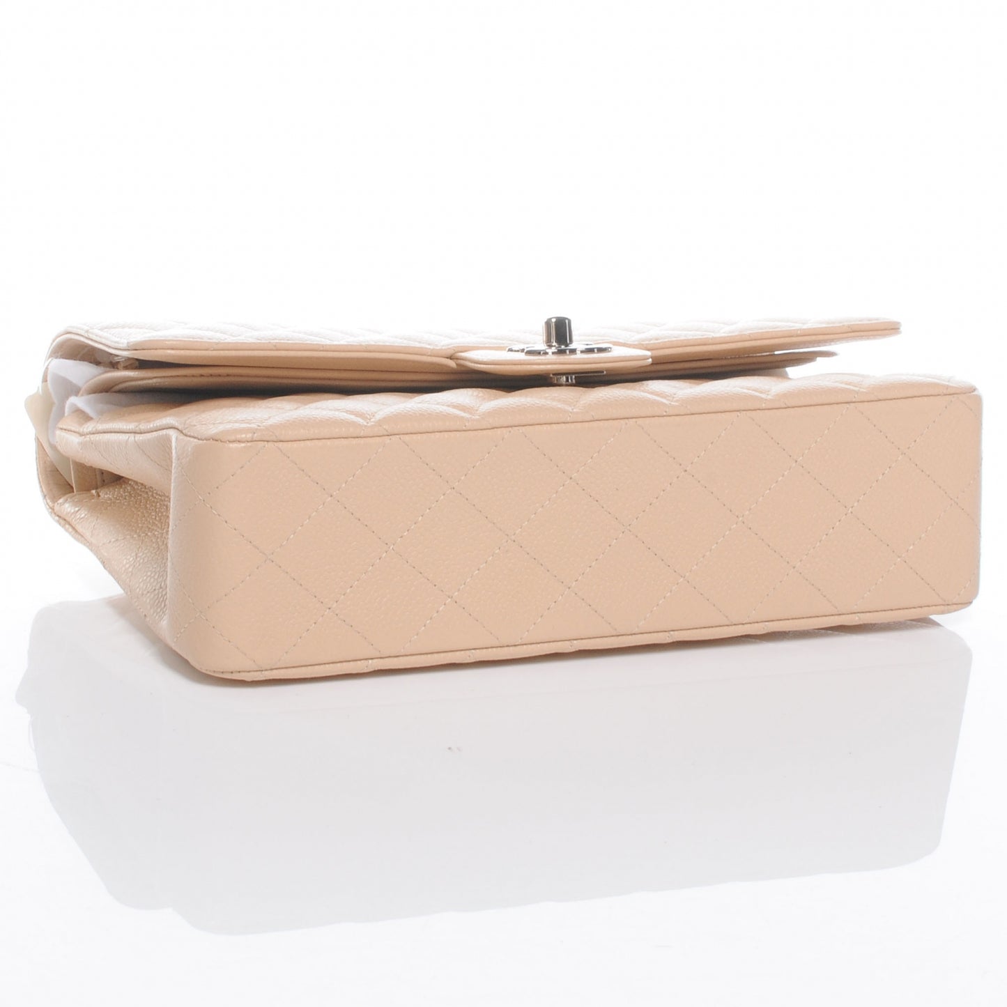 Caviar Quilted Medium Double Flap Beige Clair