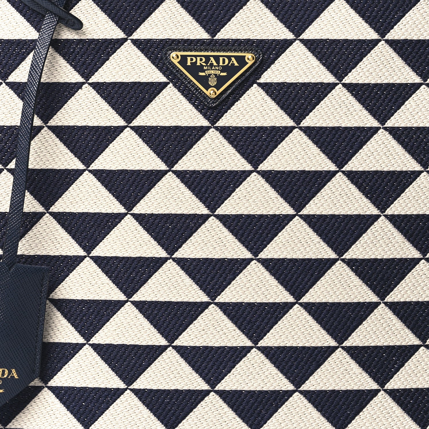 Prada Jacquard Saffiano Triangolo Symbole Embroidered Large Tote Baltico Talco 7 of 9