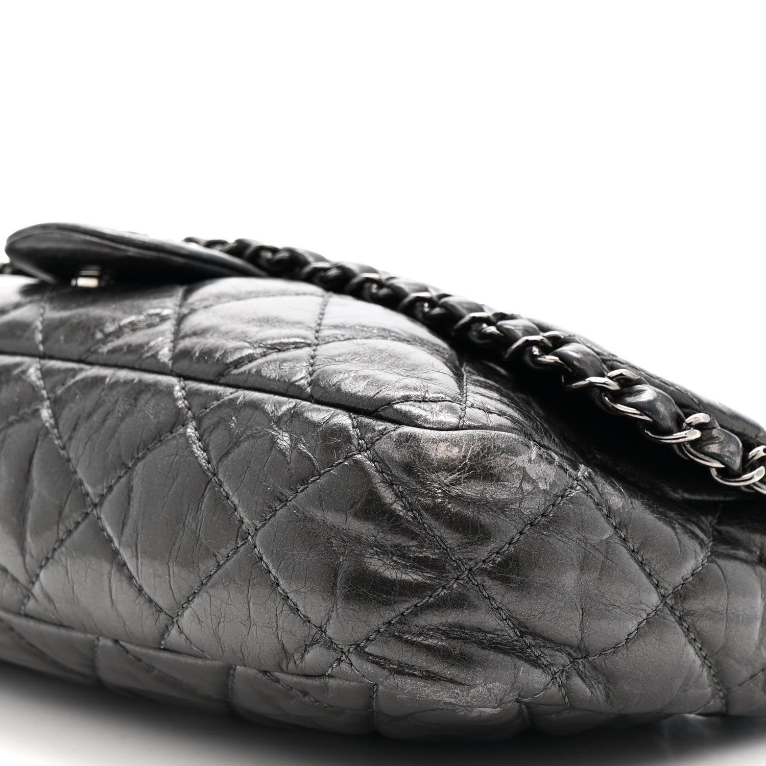 Chanel Metallic Calfskin Quilted Medium Chain Me Flap Grey 10 of 13