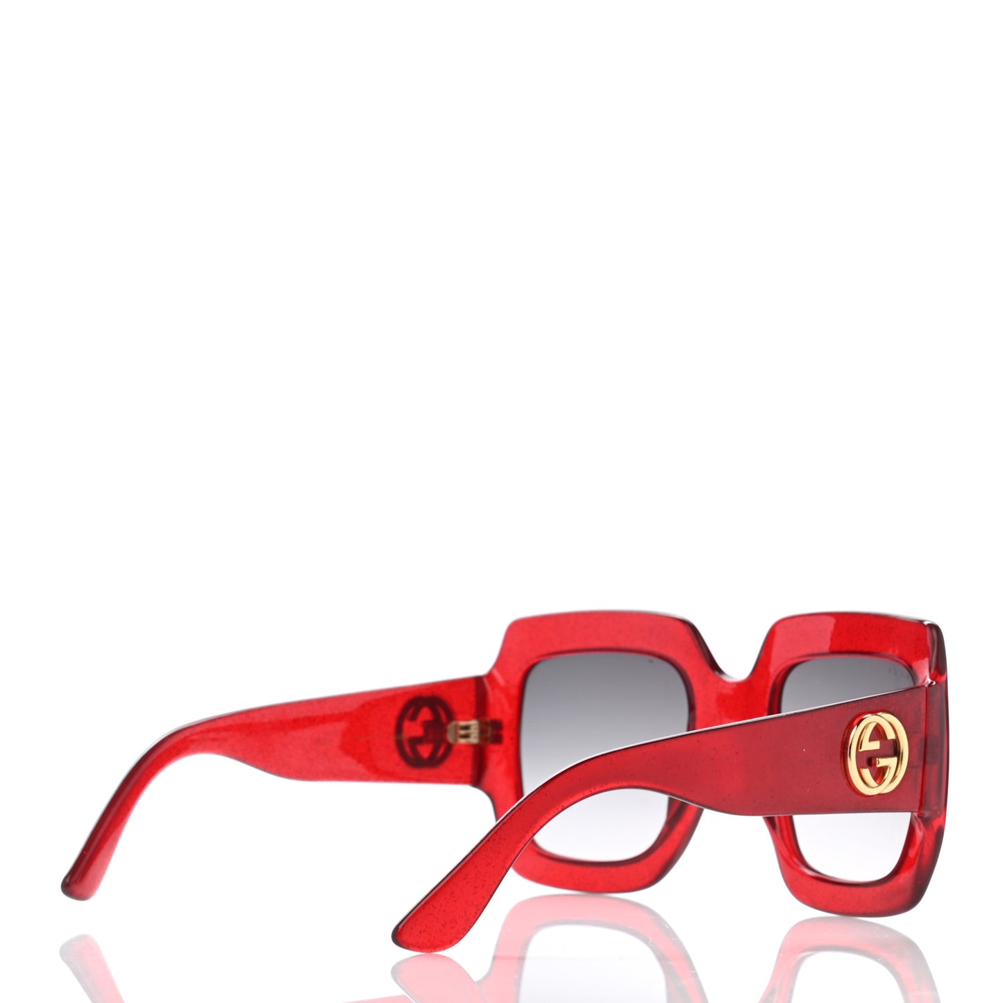 Acetate Square Frame Sunglasses GG0053S Glitter Red