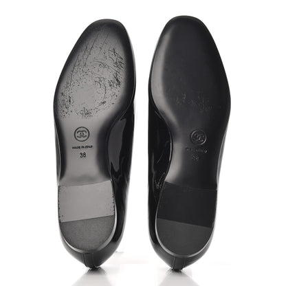 Chanel Patent CC Mocassin Loafers 38 Black 5 of 12