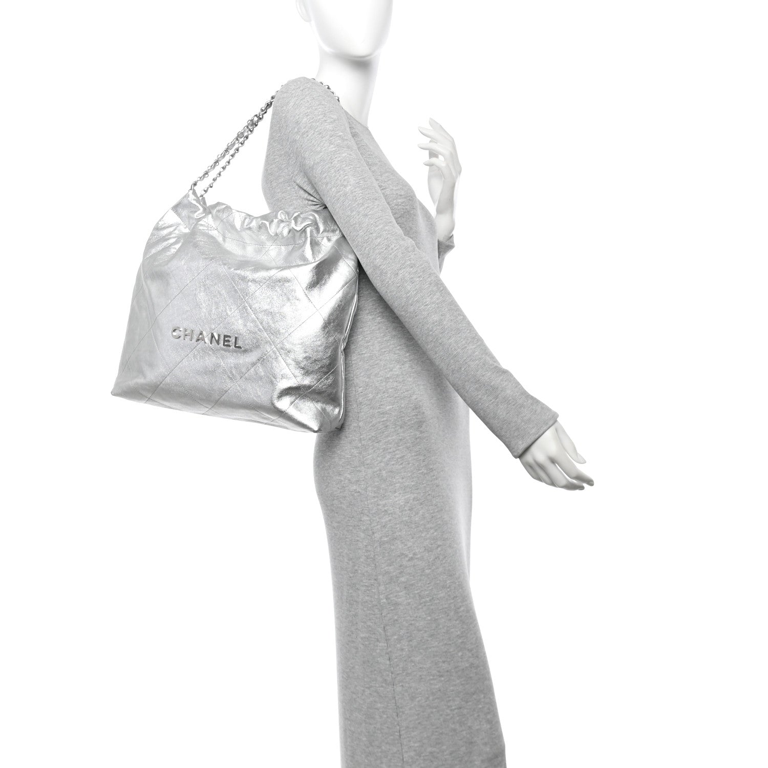 Chanel Metallic Calfskin Quilted Chanel 22 Silver 2 of 13