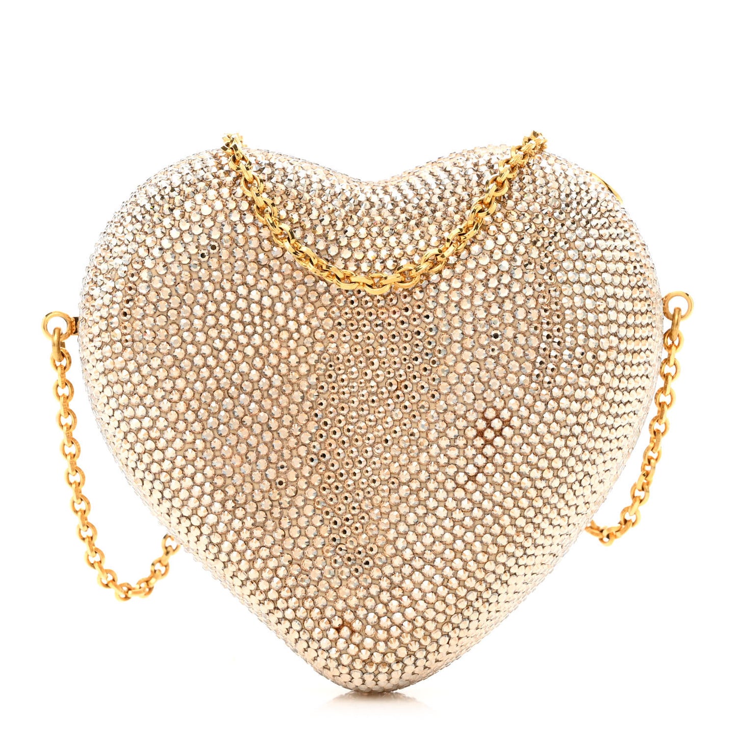 Crystal Heart Minaudiere Clutch Gold