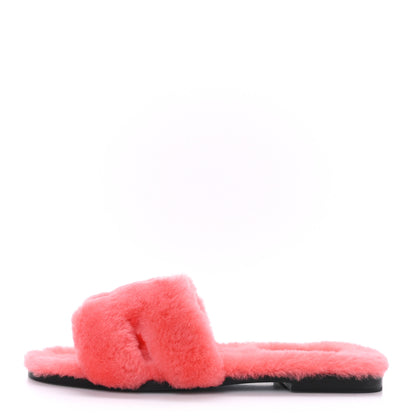 Hermes Woolskin Oran Sandals 37 Rose Du Desert 1 of 8