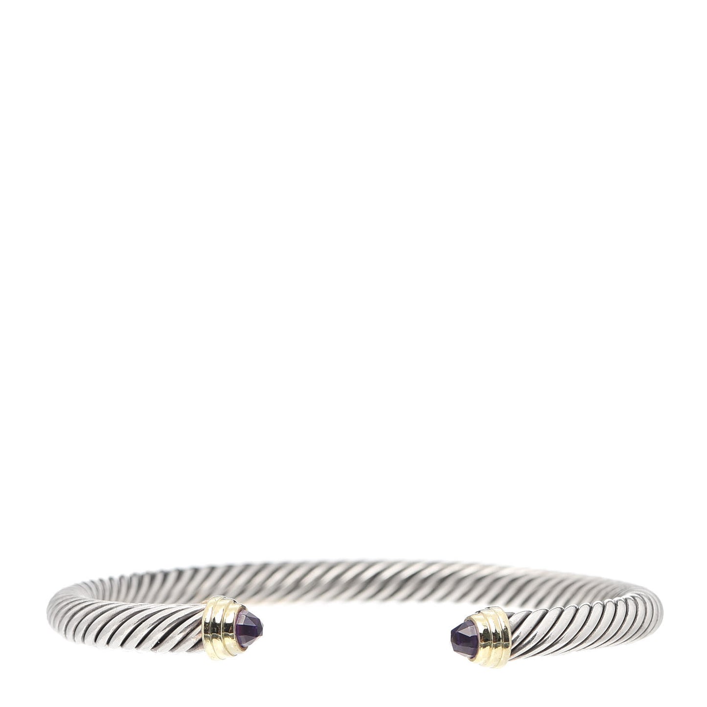 Sterling Silver 14K Yellow Gold Amethyst 5mm Cable Classics Petite Color Bracelet