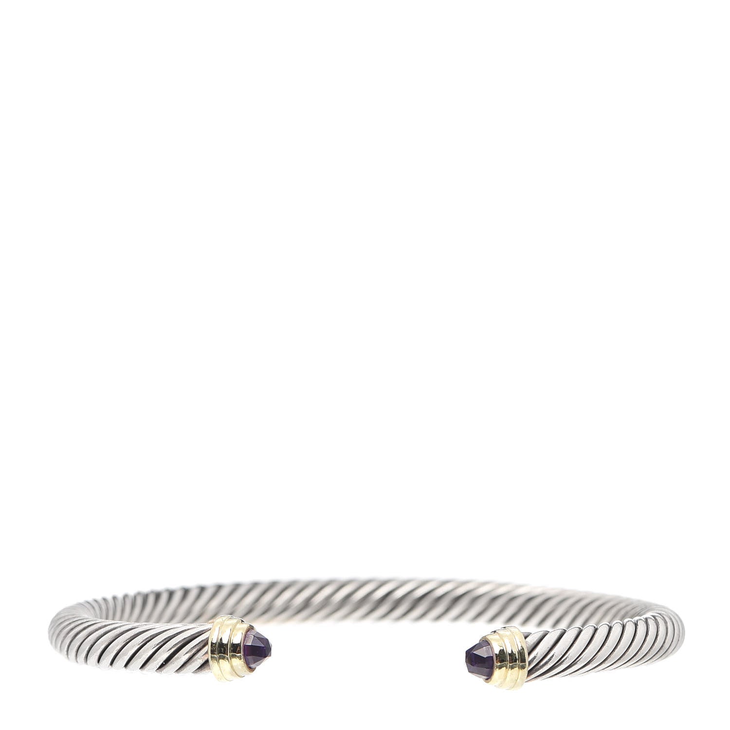 David Yurman Sterling Silver 14K Yellow Gold Amethyst 5mm Cable Classics Petite Color Bracelet 1 of 4