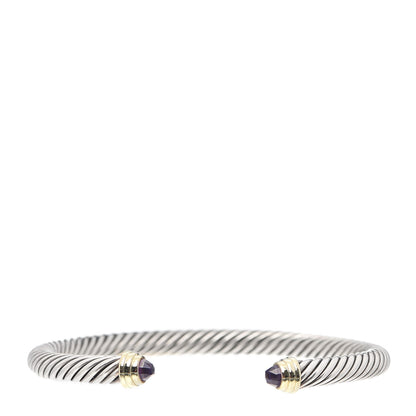 David Yurman Sterling Silver 14K Yellow Gold Amethyst 5mm Cable Classics Petite Color Bracelet 1 of 4