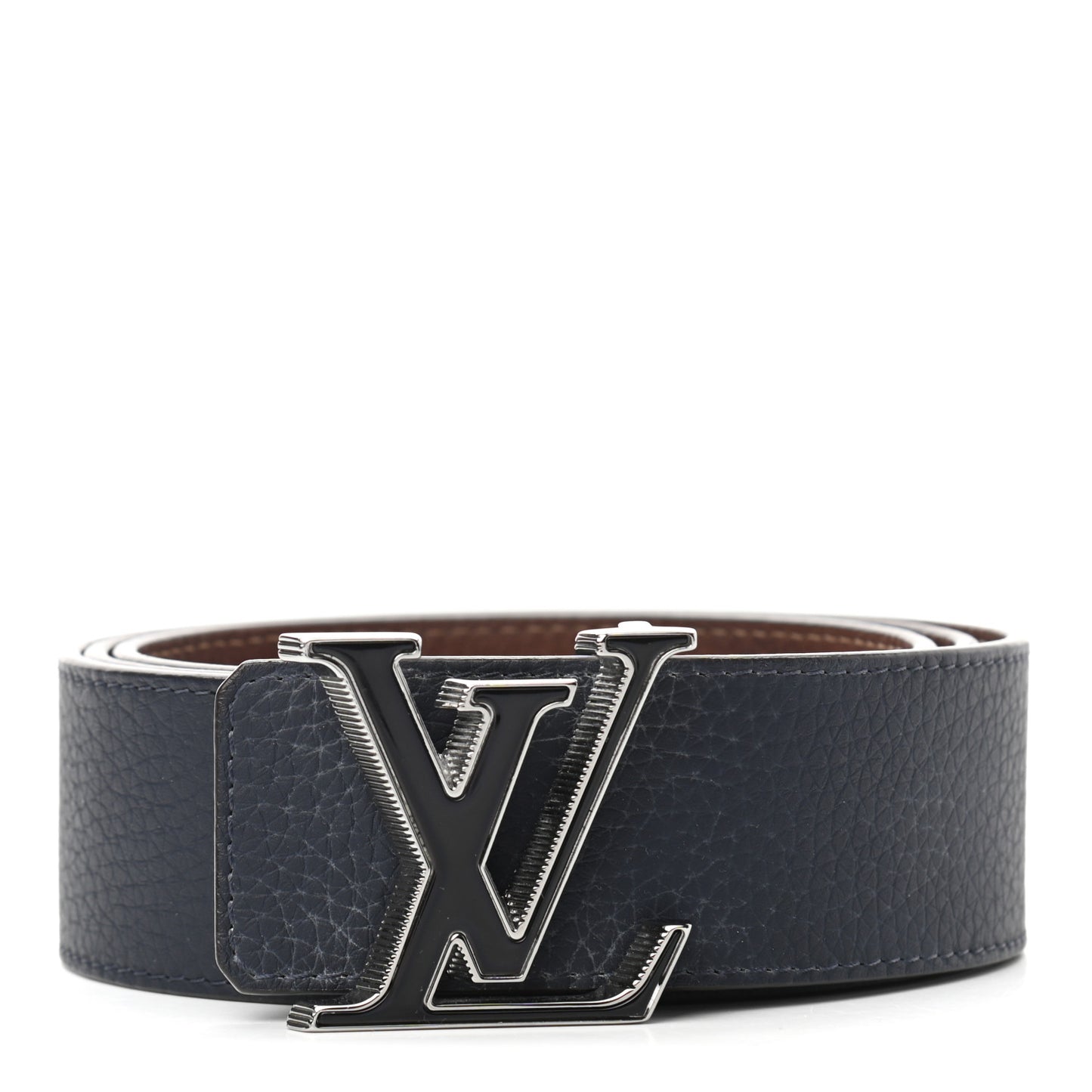 Taurillon Calfskin 40mm LV Tilt Reversible Belt 90 36 Navy Cognac